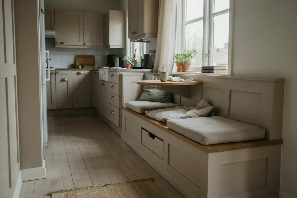 platsbyggd k kssoffa med f rvaring smart l sning f r svenska hem med begr nsad yta